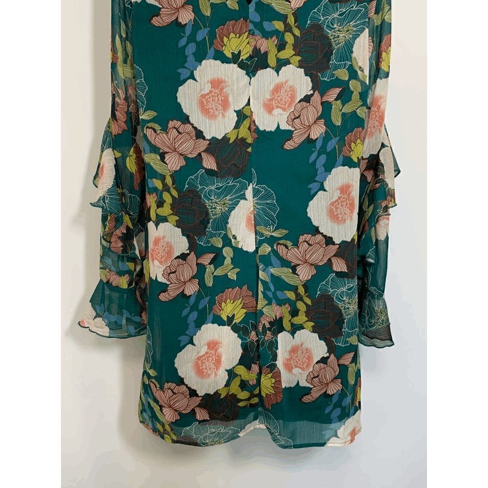 As U Wish Womens Midi Dress Floral Long Sleeve Choker Neckline Multicolor Small - Picture 8 of 10